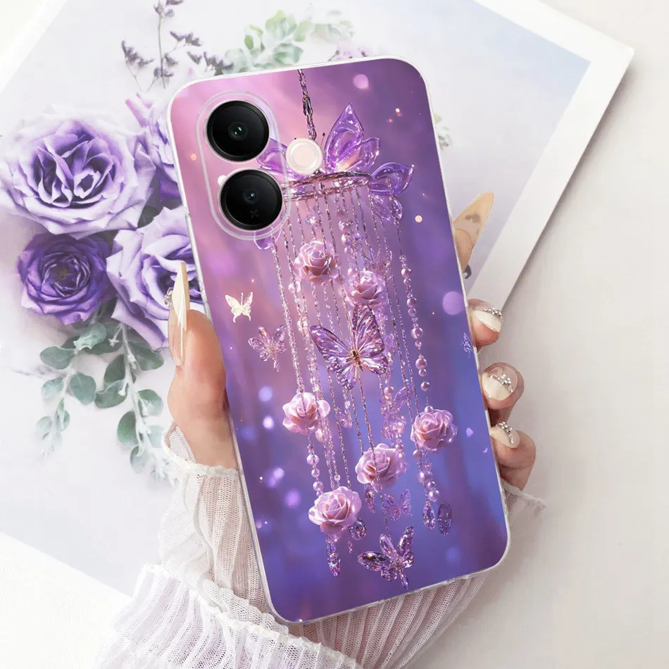 Charming Floral Butterfly Cat Soft Silicone Phone Case