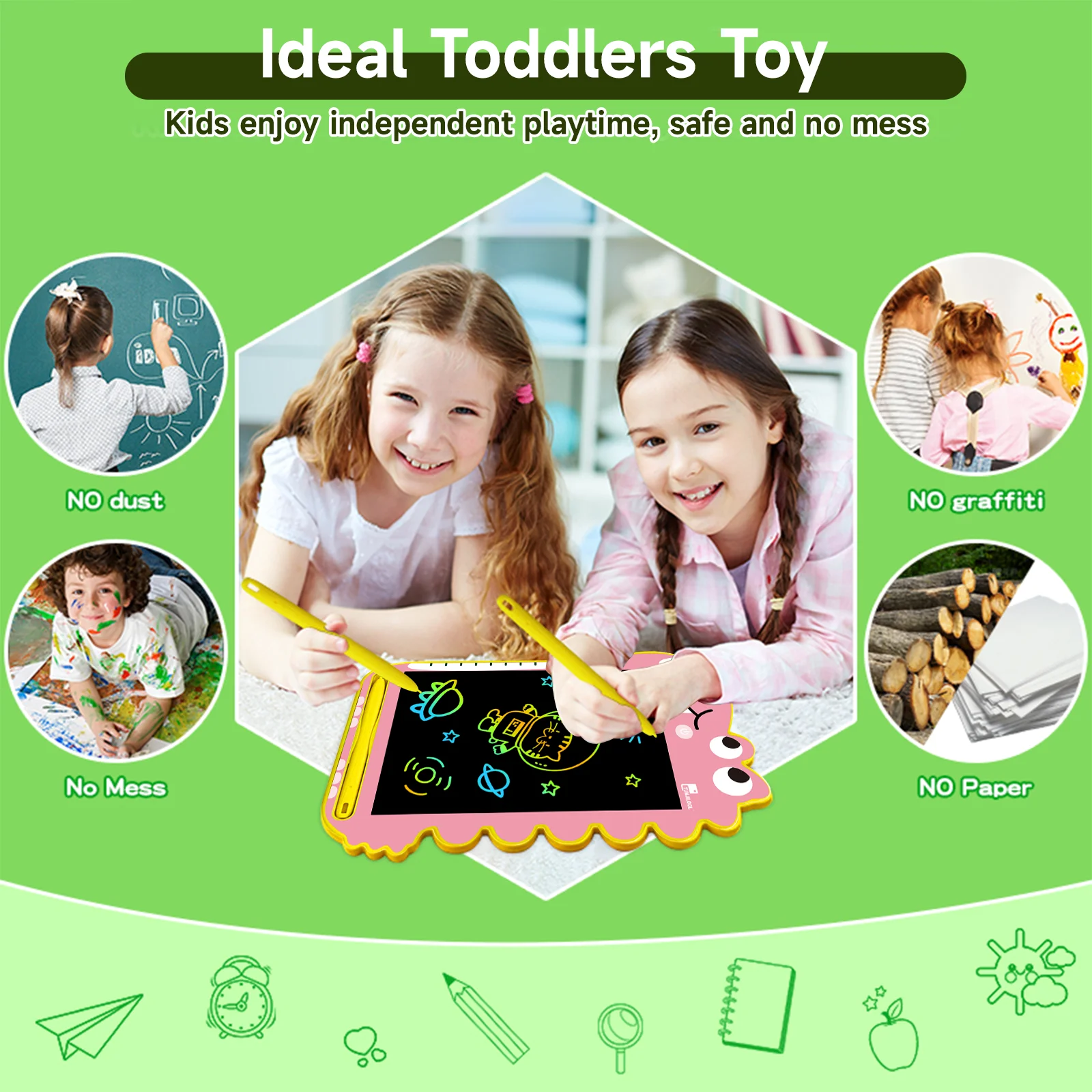 TUNJILOOL 8.5inch Cartoon Dinosaur LCD Writing Tablet Drawing Board Kids Graffiti Sketchpad Toys Handwriting Magic Drawing Board 5
