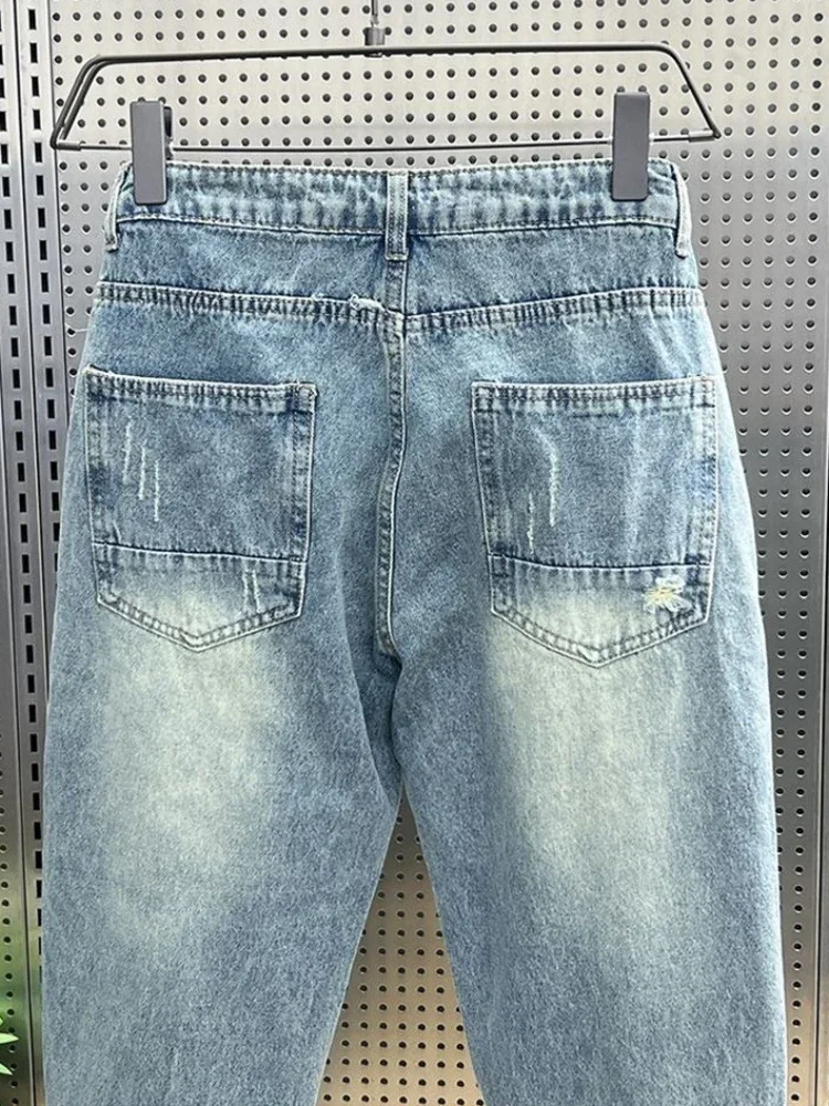 Men's Ripped Jeans Torn Broken Harem Cowboy Pants Spring Autumn Casual
