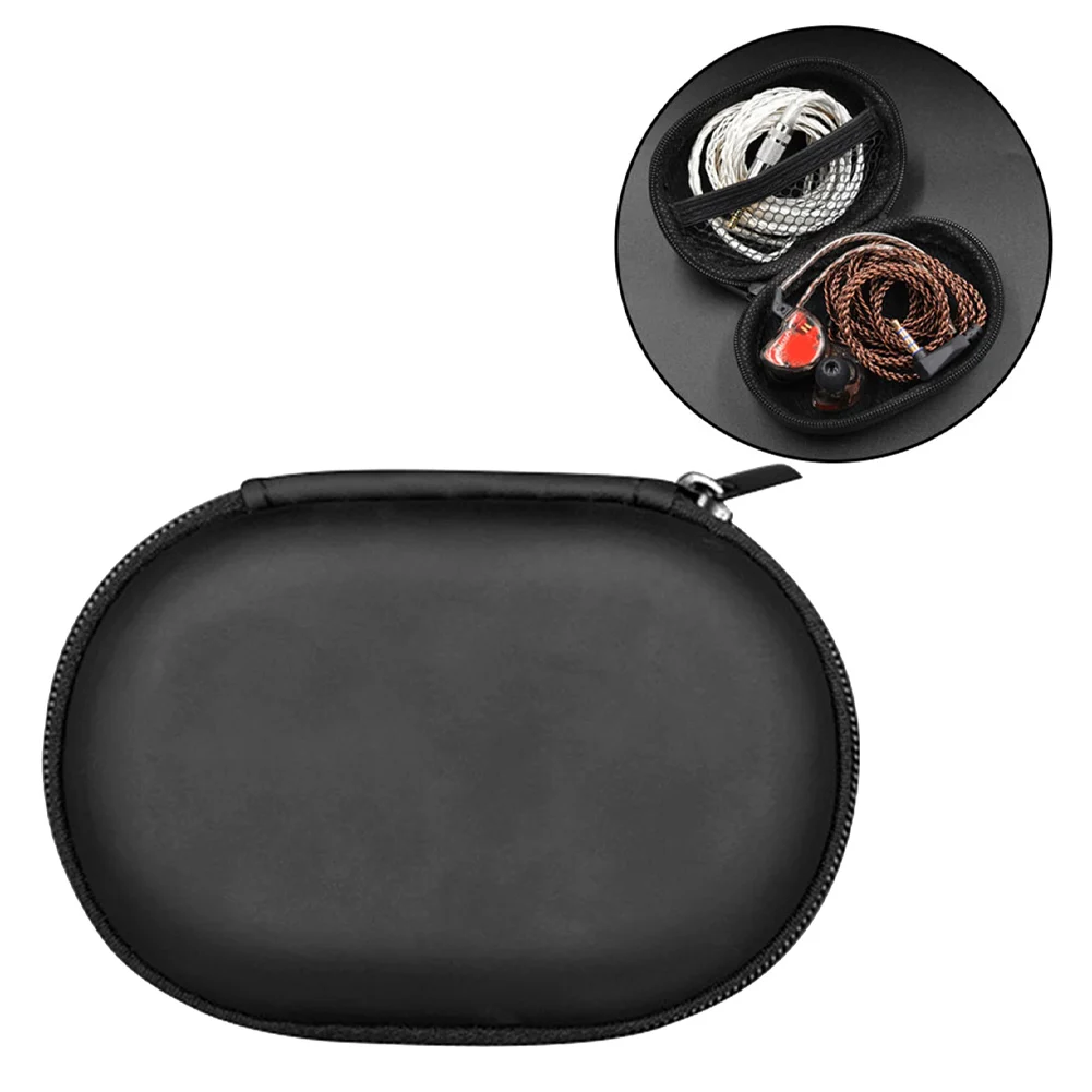

Earphones Case Oval Storage Bag Headphones PU Storage Box Black Portable Hold Storage Box For KZ AS10 ZS10 ZST ES4 EDR1 ED9