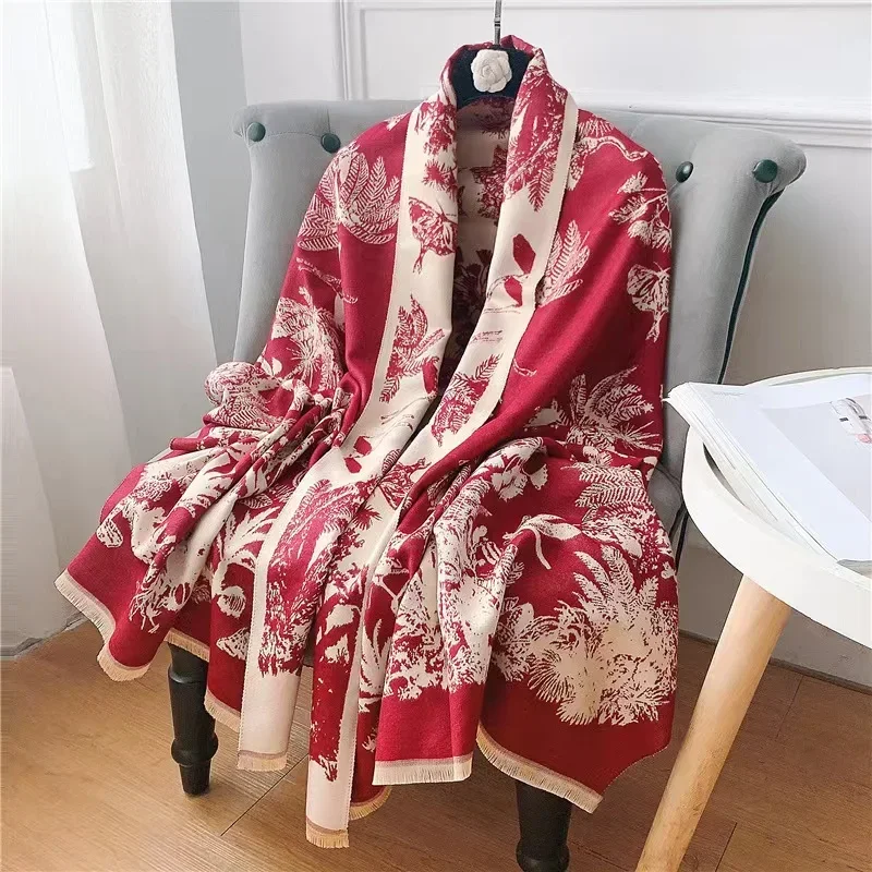 

2024 New Design Winter Cashmere Scarf Women Houndstooth Shawl Wrap Warm Bandana Thick Blanket Female Echarpe Pashmina Foulard