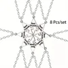 8 Pcs/Set Best Friend Necklace Creative Pentagram Pendant Alloy Accessories Friendship Necklace Best Friend Alloy Pendant 3