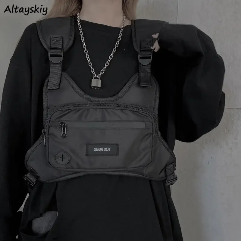 Women-Cargo-Vests-Couples-Harajuku-Sleeveless-Short-Jackets-Multi ...