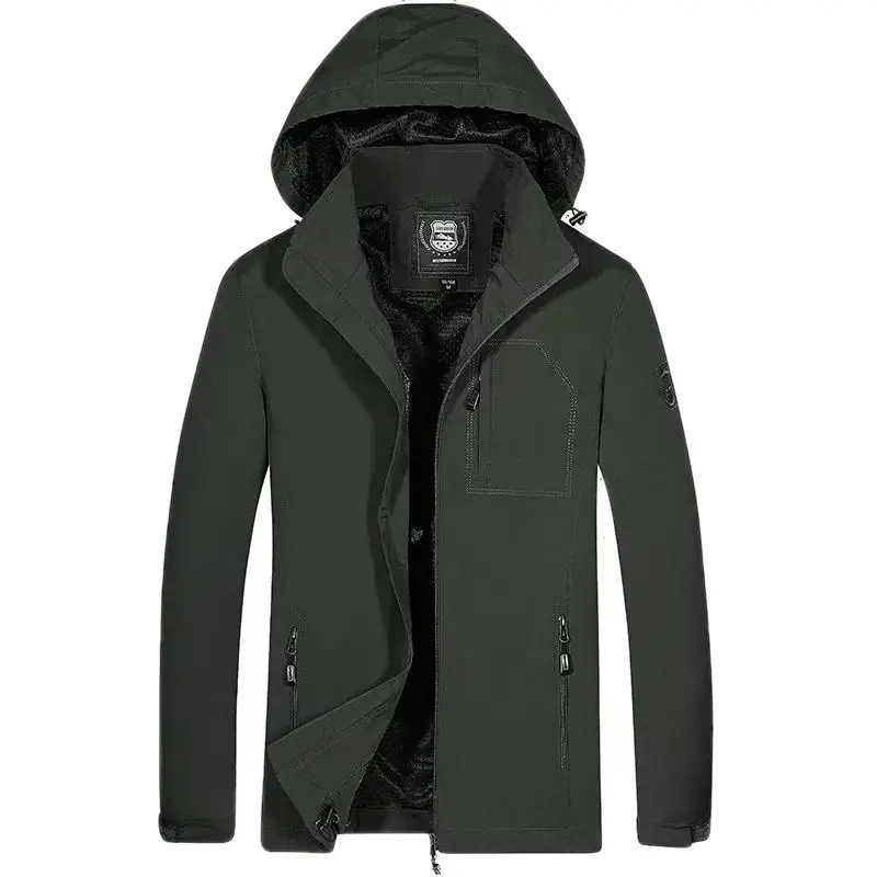 Windbreaker Casual Jacket Men's Windbreaker Jacket Waterproof Military Hooded Waterproof Fleece Large Size Jacket Men