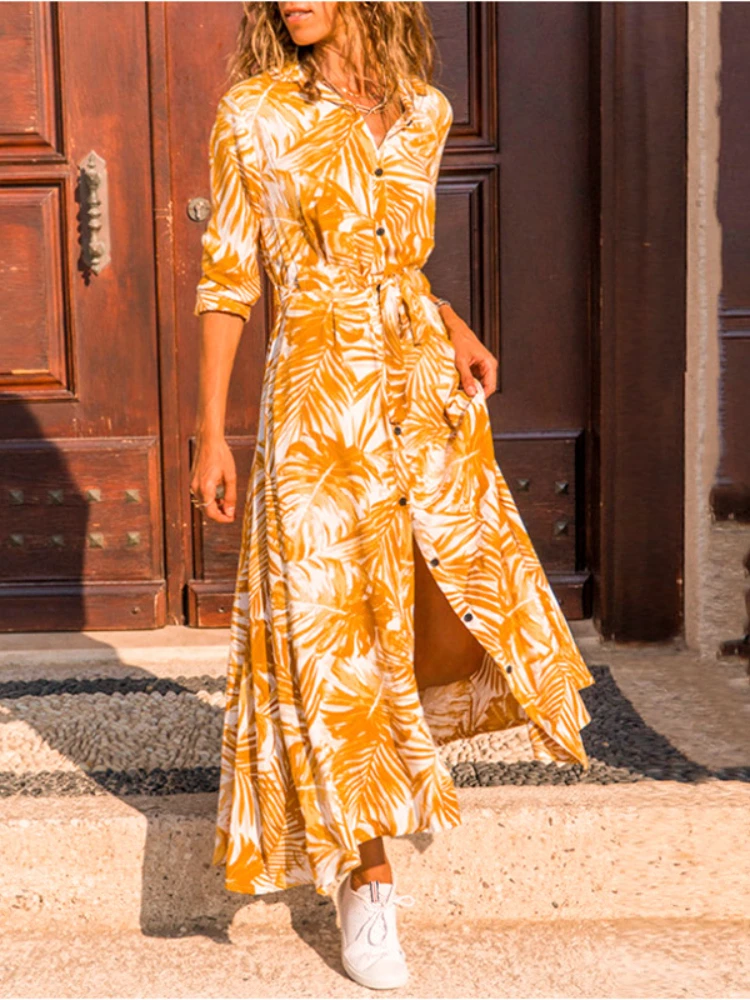 

Women Dress New In Spring Summer Bohemian Wind Long Printed Women's Clothing Fashion Temperament Streetwear Dress for Women
