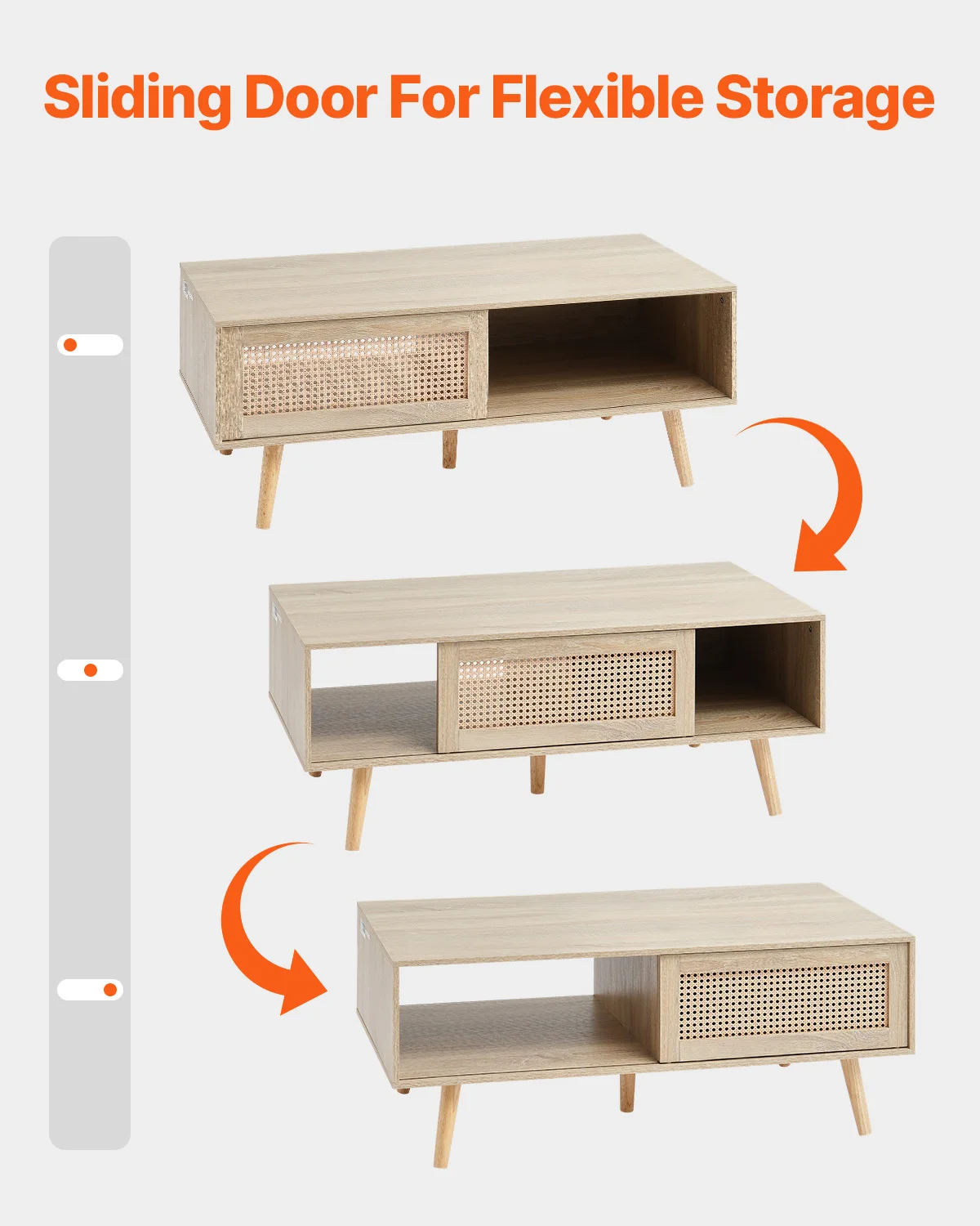 Rattan Coffee Table with Storage for Home