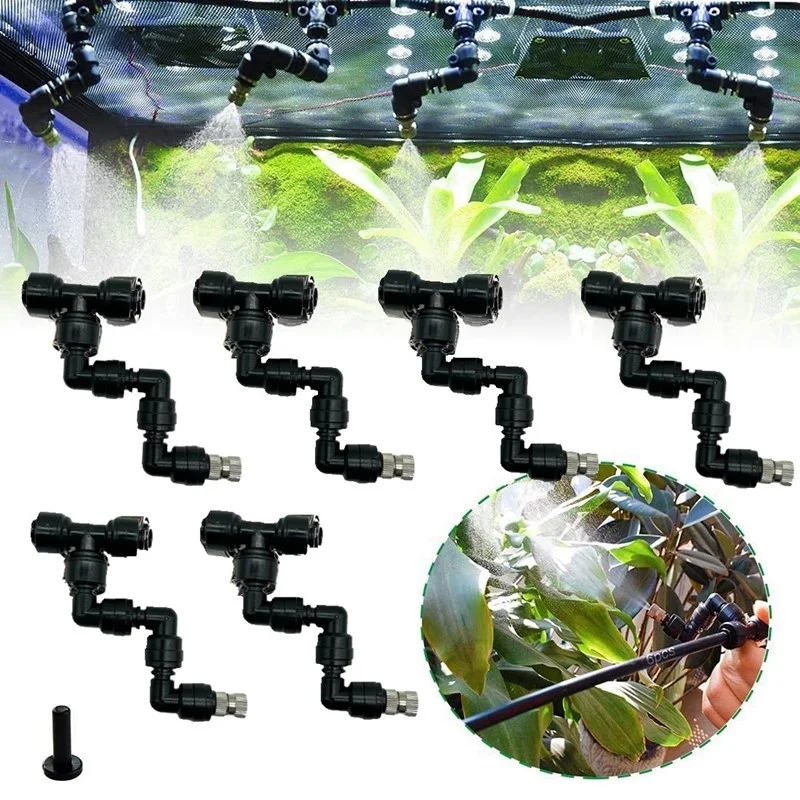 6Pcs Terrarium Spray Adjustable Misting Nozzles 360 Degree Rotating Fogger Sprinkler For Reptiles Greenhouse Quick Connectors