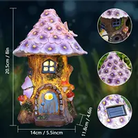 Fairy Garden House Solar Outdoor Statue, Light Up Mushroom Figurines Lawn Decorations for Yard, Fairies for Miniature House 2