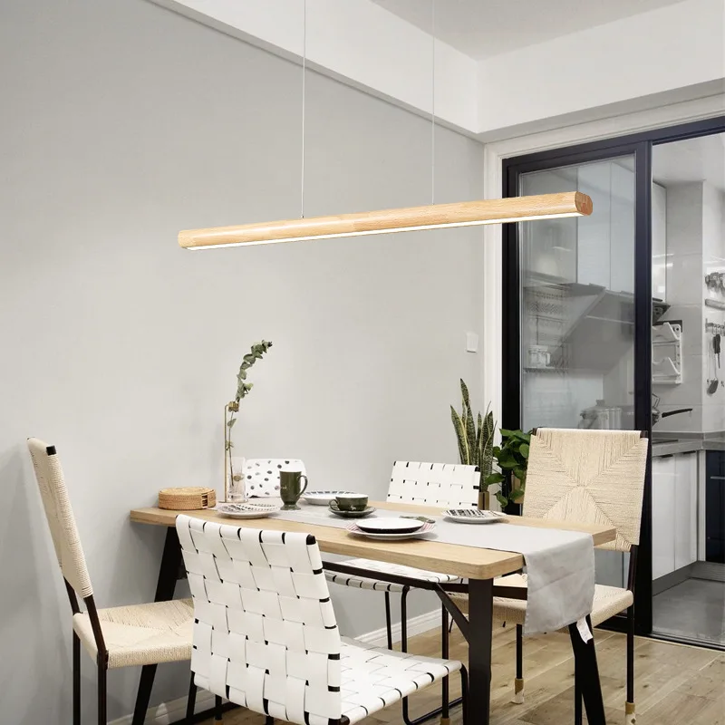

Nordic Simple Wood Led Pendant Light Restaurant Bar Office Tea Room Long Ceiling Pendant Lamp