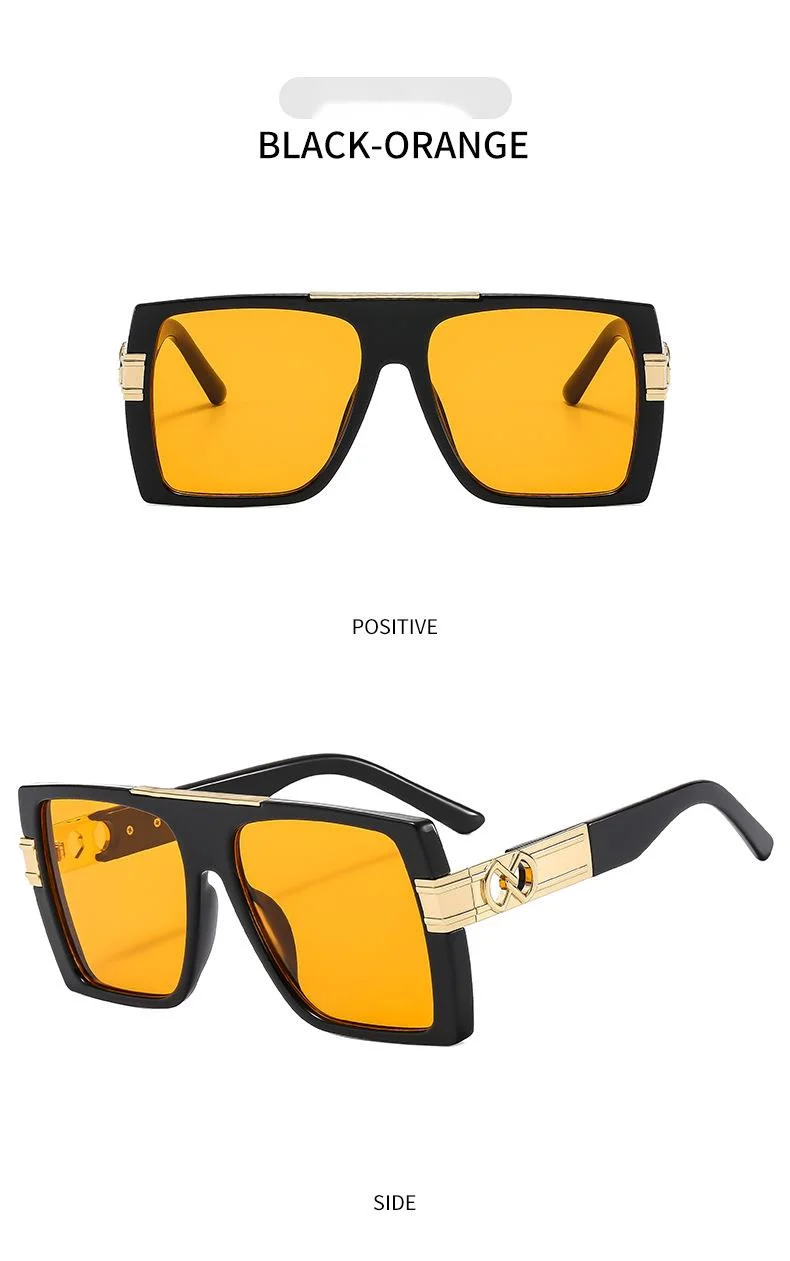 Personalized Large Frame Sunglasses For Women Flat Top Metal Design_voghion.com