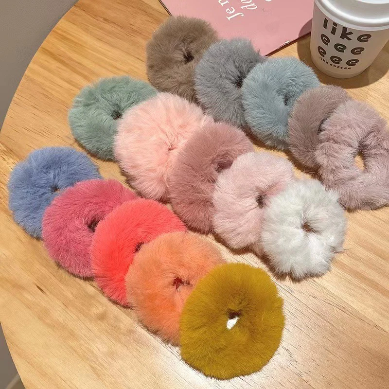 

Plush Hair Rope For Women Faux Rabbit Fur Scrunchie Hair Ring Girl Ponytail Rubber Band Elastic Large Intestine Hair Accessories