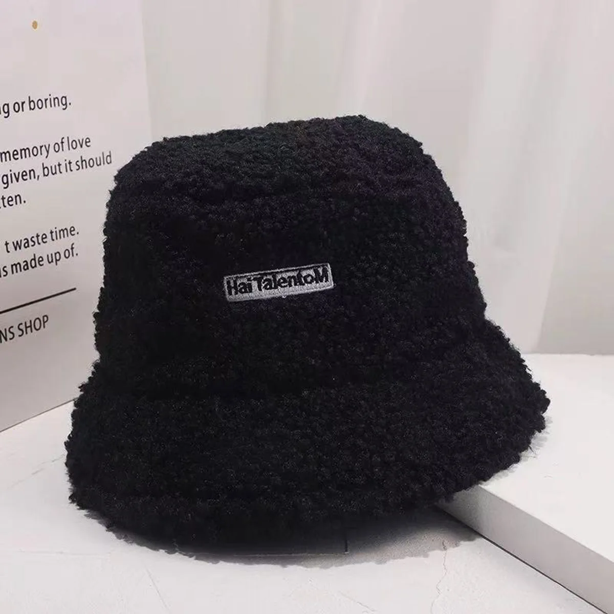 Women's Furry Hat 2025 New Autumn and Winter Plush Fisherman Hat Large Head Circumference Korean Style Versatile Bucket Hat Camping Hat