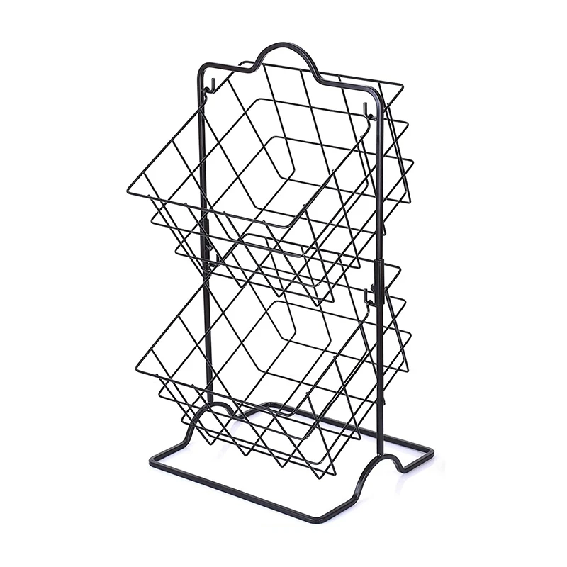 

New-Double Layer Iron Basket Art Wrought Storage Basket Desktop Bathroom Organizer Holder Home Container Panier De Rangement