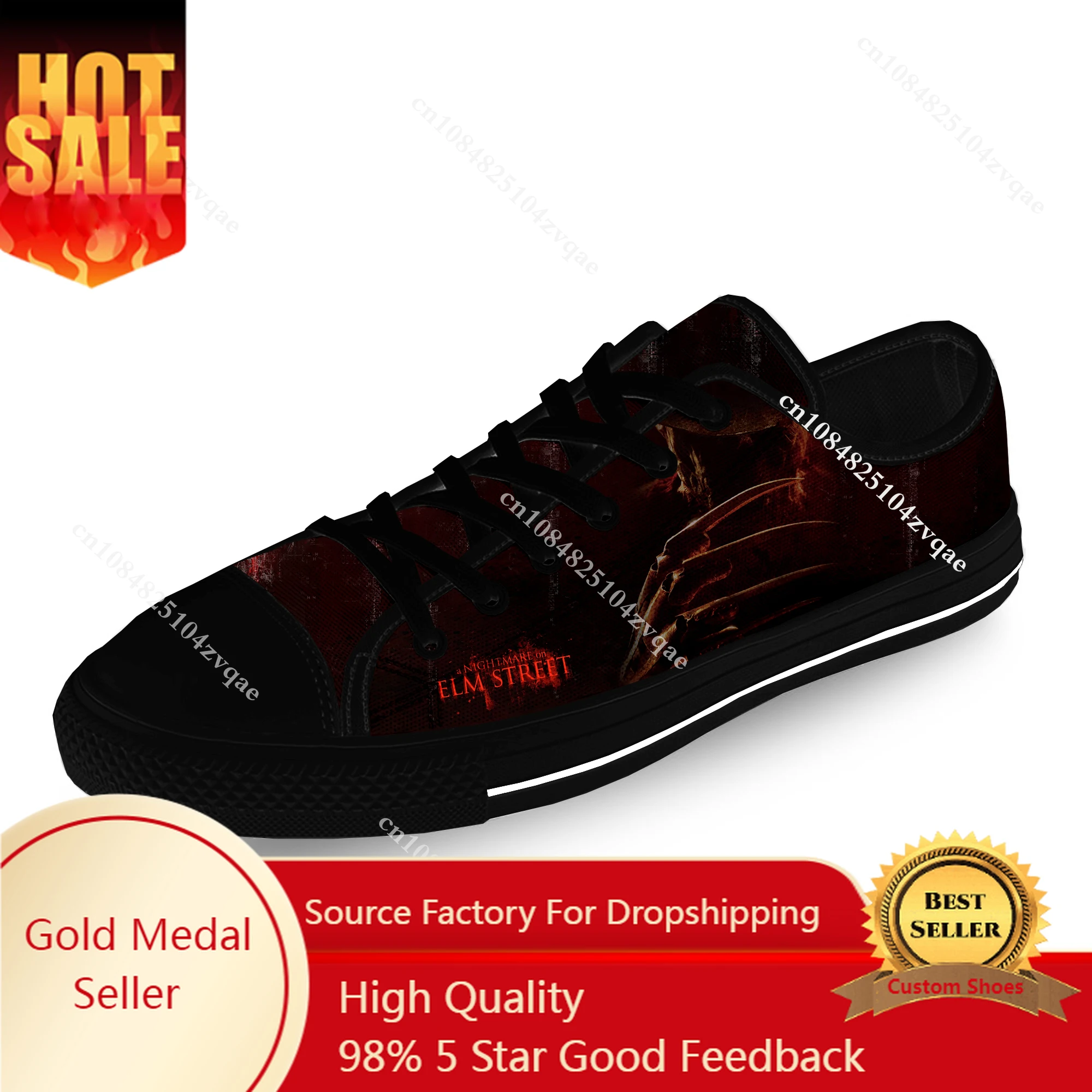 

Krueger Horror Halloween Freddy Casual Cloth Fashion 3D Print Low Top Canvas Shoes Men Women Lightweight Breathable Sneakers