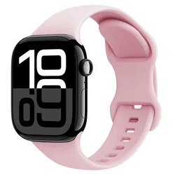 Premium Soft Silicone Watch Band - Elegant and Comfortable Replacement Strap for 42mm 44mm 45mm (Rose pink)