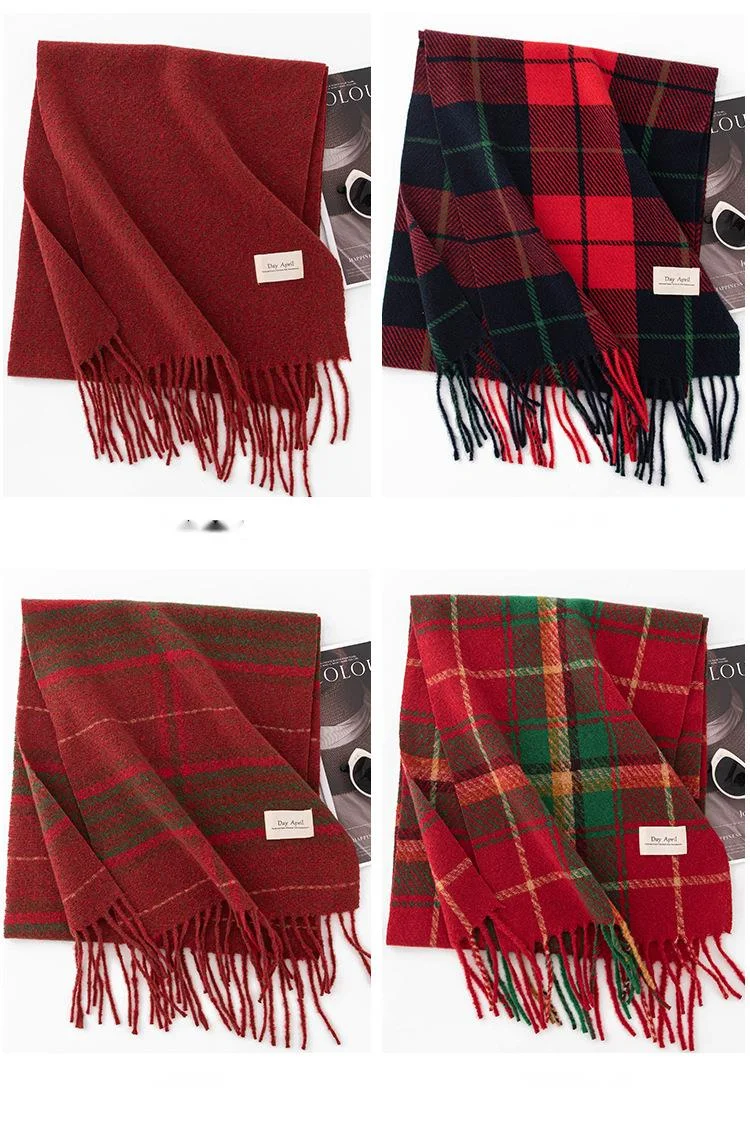 Cashmere Scarf Plaid Shawl Warm Winter Scarf For Women Versatile_voghion.com