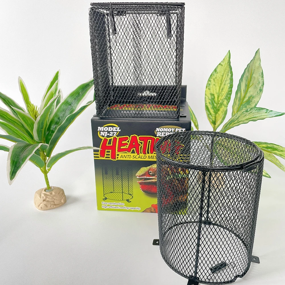 Nomoypet Reptile Anti-scalding Lampshade Lizard Turtle Heating Lamp Mesh Cover Round/Square Bulbs Metal Mesh Cover