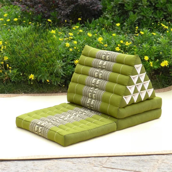 Fine Asianliving Colchón Tailandés De 3 Pliegues Con Cojín Triangular Plegable 54x180x6cm XL Verde