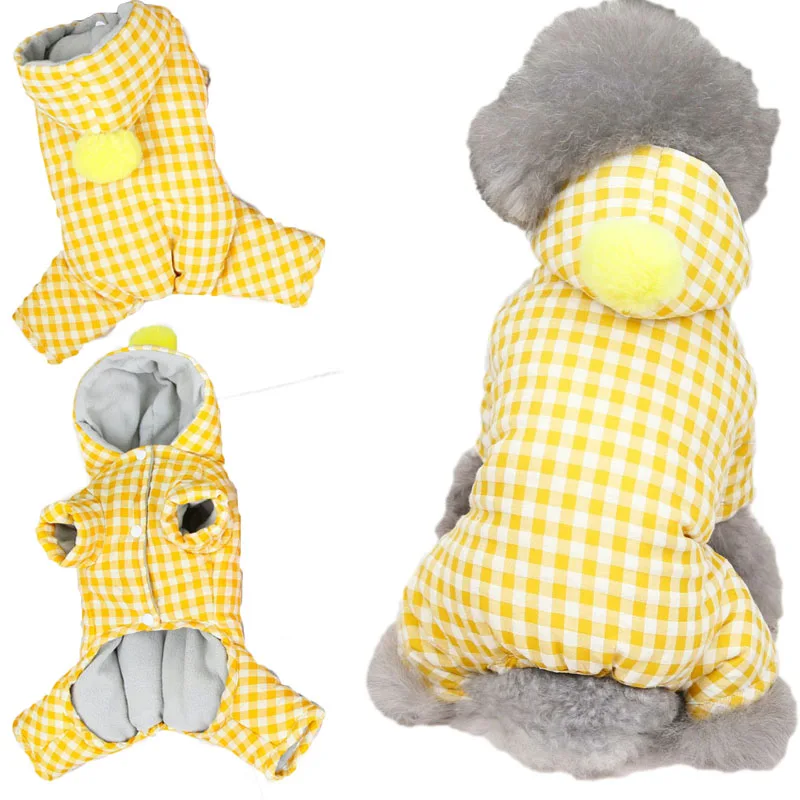 

Plaid Dog Jumpsuit Romper Hooded Coat Winter Pet Dog Clothes For Small Dogs Chiwawa Puppy Cat Padded Jacket Overalls Tracksuit L