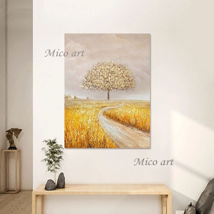

Современная Настенная картина без рамки, Художественная Картина на холсте, дизайн из золотой фольги, стильная живопись на дереве, абстрактный пейзаж, настенные картины для гостиной