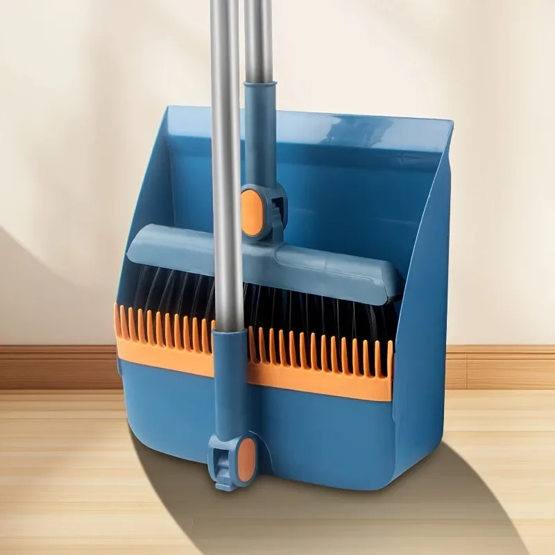 3-in-1 Rotatable Foldable Magnetic Broom and Dustpan Cleaning Set with Super Thick Bristles for Household Pet Hair Removal 3