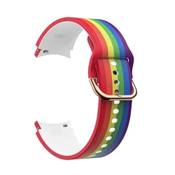 Vibrant Silicone Wristband with Metal Buckle - Galaxy Watch 4 - 5 - 6 - 7 (Rainbow)