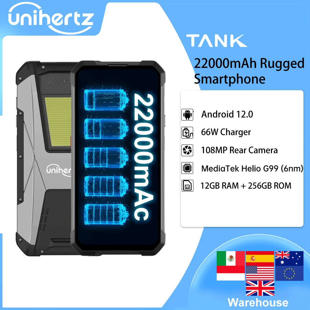 Unihertz Tank 22000Mah Smartphone Robusto G99 Android 12 Cellulare 108Mp 12Gb 256Gb Visione Notturna 8Gb Cellulare