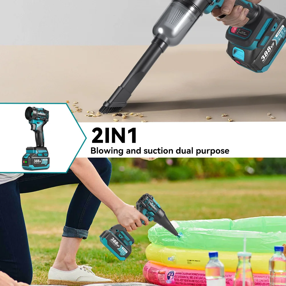 1200W 2IN1 Brushless Electric Air Blower & Suction Cordless Turbo Fan Leaf Snow Dust Cleaner for Makita Battery Pin