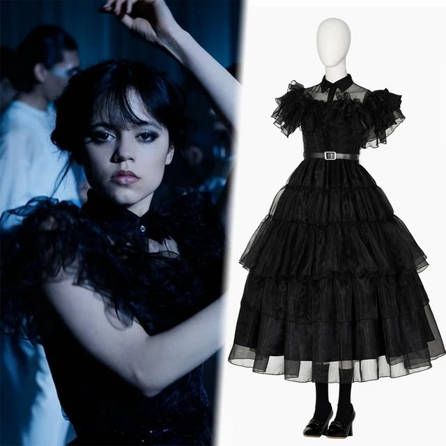 Halloween Party Costumes Movie Wednesday Cosplay Dresses Wednesday Addams  Cosplay Costume Gothic Wind Adult Kids Children Dress