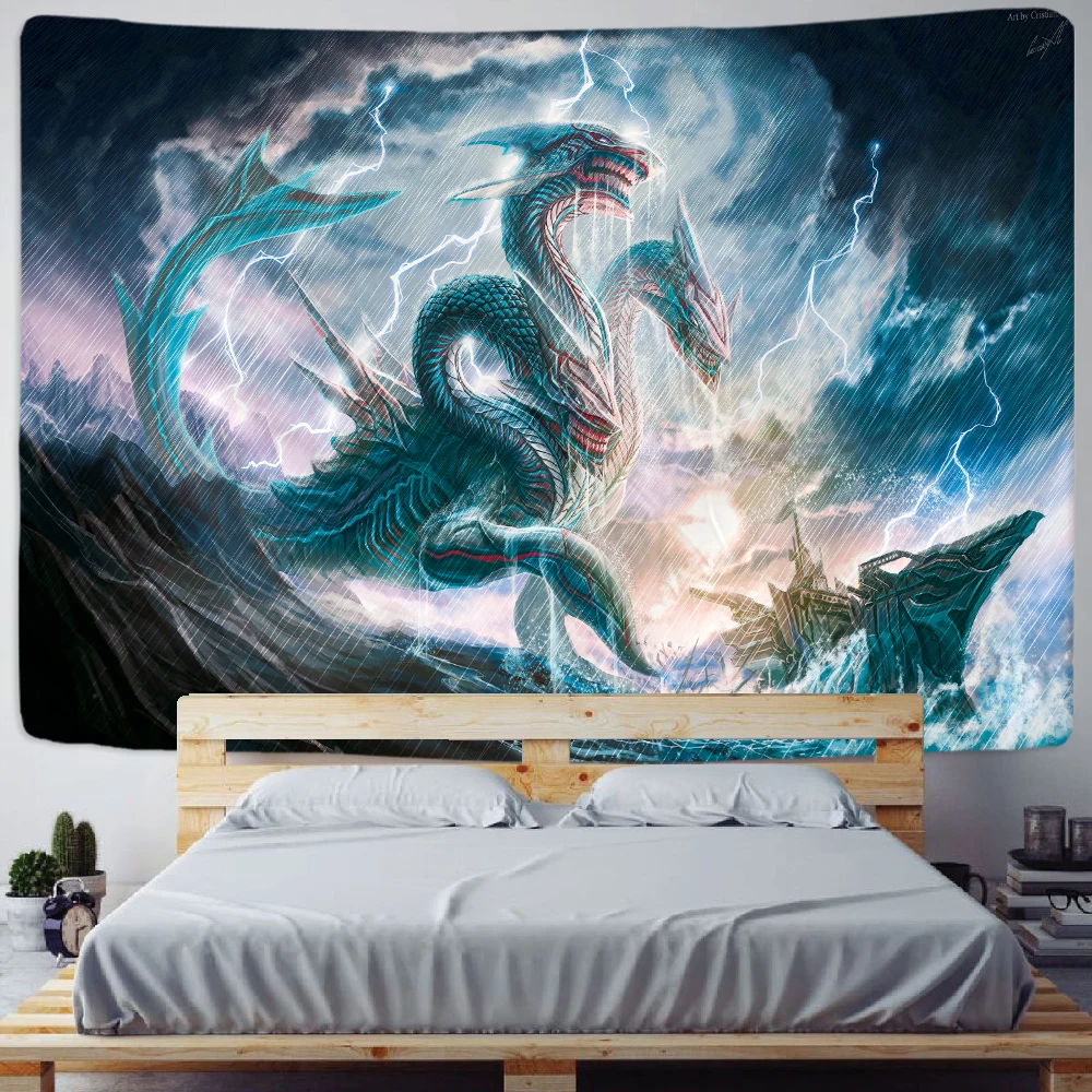 

Medieval Dragon Mandala Wall Hanging Tarot Psychedelic Scene Home Decor Tapestry Hippie Boho Room Wall Decor Beach Towel