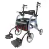 Free shipping Transport Rollator Rolling Walker Combo with Hand Activated Brakes and Back Support 3