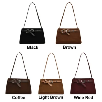 Women Suede Shoulder Bag Adjustable Strap Messenger Bag Trendy Handbag Satchel Purse for Work Travel 2