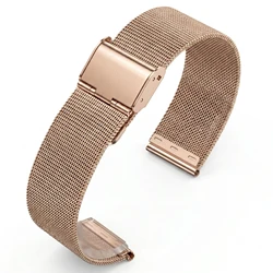Universal Milanese Mesh Stainless Steel Watch Band - Breathable & Slim Design (18mm, 20mm, 22mm) - 22mm (Rose Gold)