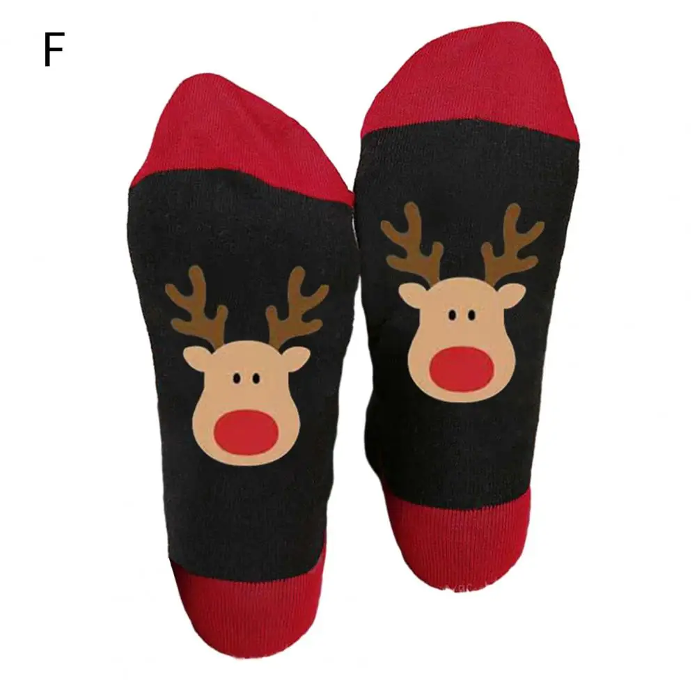 

Holiday Socks Christmas Cartoon Cute Socks Festive Mid-tube Winter Socks with Santa Claus Deer Snowman Wine Cup for Women