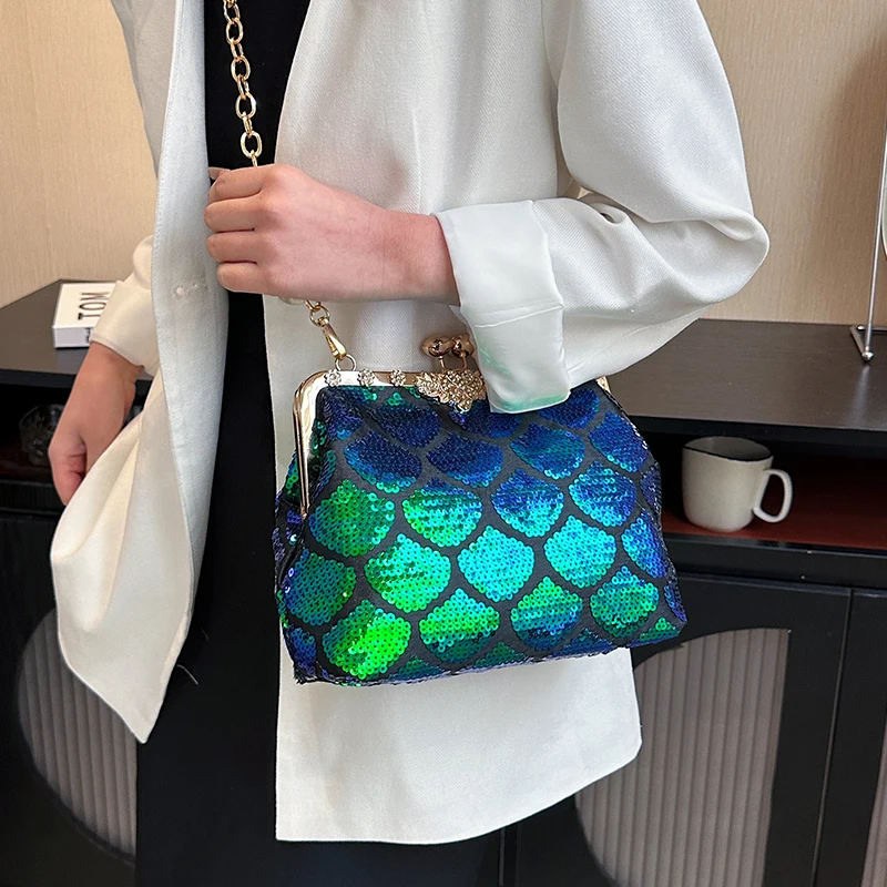 Luxury Glitter Party  Wedding Evening Bag Sequined purses mermaid Women Shoulder Clutch Fashion Shining Crossbody Bags For Women