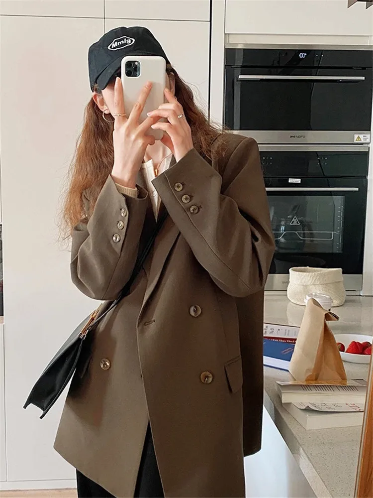 

Spring Autumn Simple Blazer Women Clothes Streetwear Retro Loose Stylish Coat Female Suit Collar Casual Lady Office Jacket New