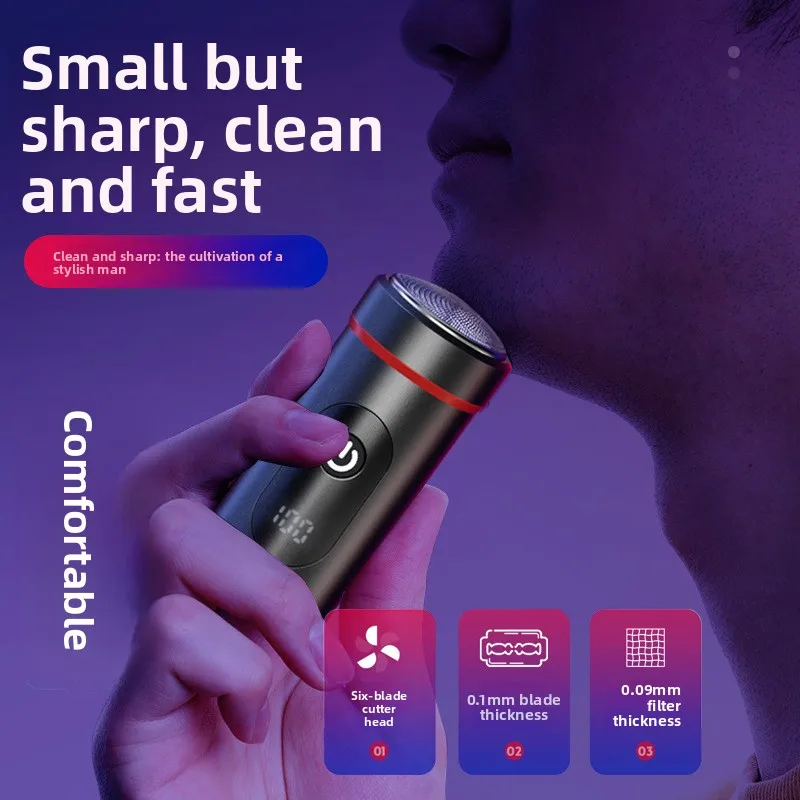 전기 면도기 미니 디지털 디스플레이 면도기 여행용 차량용 남성용 가정용 면도기 3중 나이프 헤드