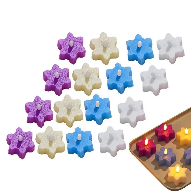 

12PCS LED Candles Flameless Candle Battery Operated Snowflake Shape Fake Electric LED Candles Tea Lights