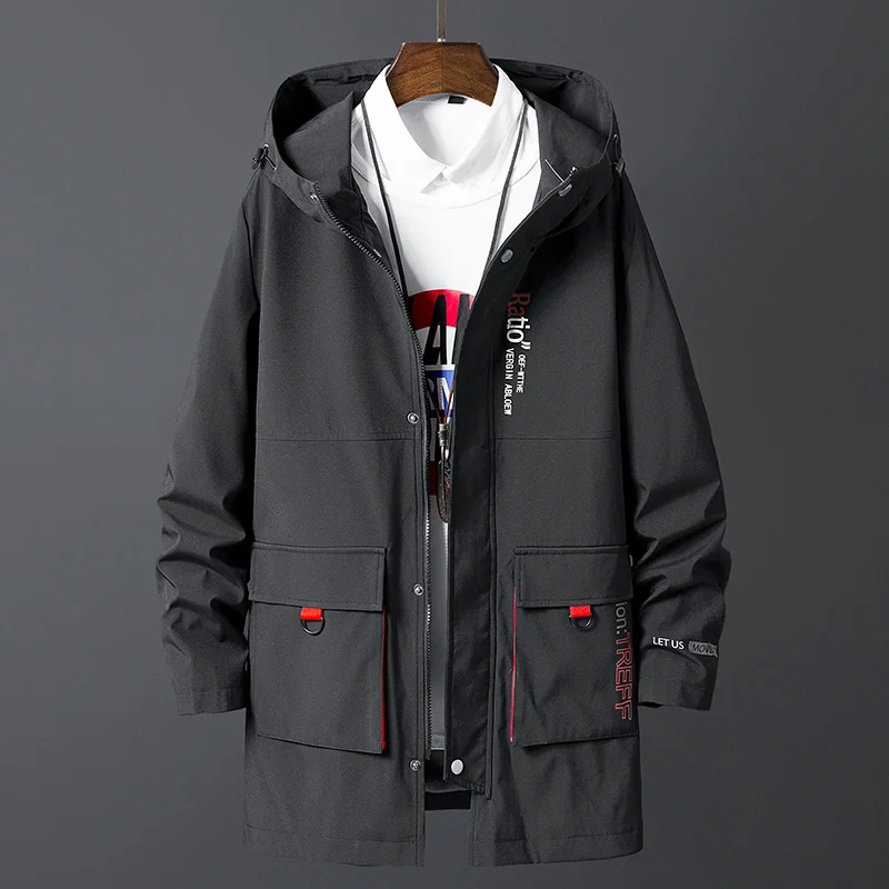 Korea Fashion Oversize 7XL 8XL Casual Men's Windbreaker Jackets Long Trench Coat For Spring Autumn Winter