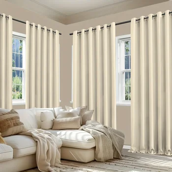 4 Panels Home Decor Room Darkening Grommet Blackout Curtains Noise Reducing Curtains for Living Room Luxury 1