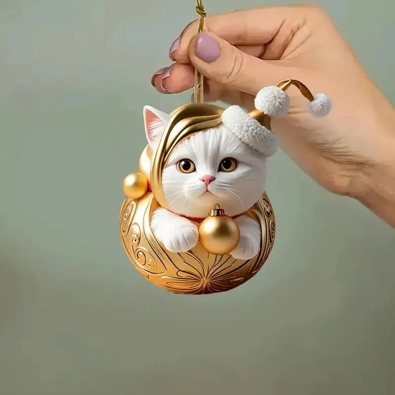 10 pezzi Ciondolo gatto di Natale Ciondolo gatto albero di