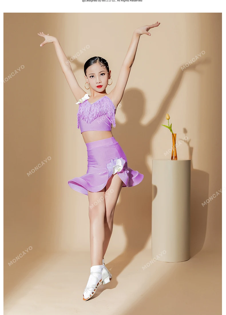 Vestito Bambina Danza Abito Da Ballo Latino Per Bambine Pezzi