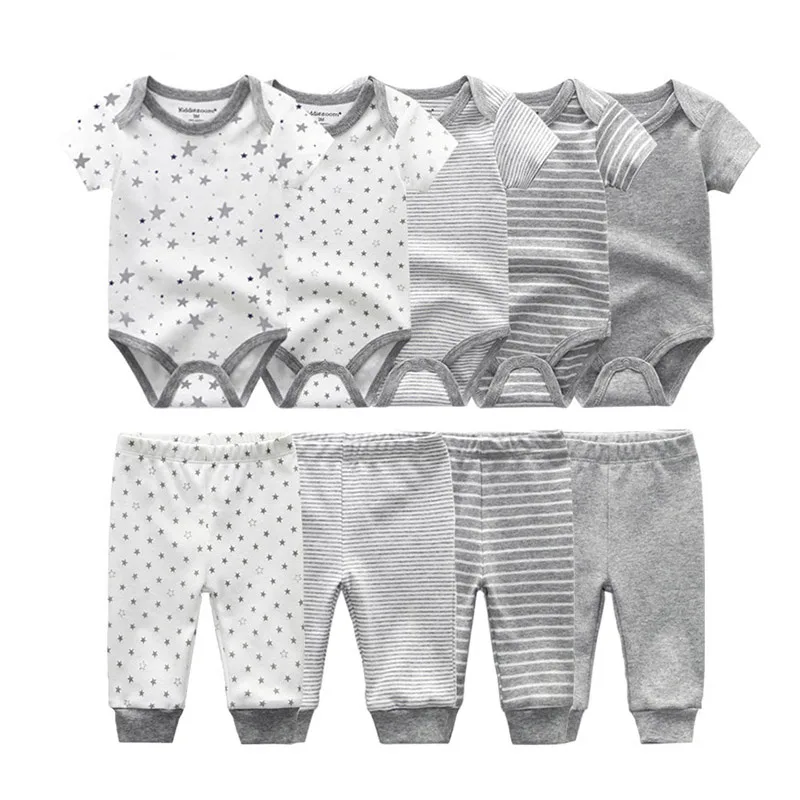 9 Pcs/Lot Unisex Newborn Bodysuits+Pants Clothing Sets Cartoon Cotton Baby Boy Girl Clothes 6