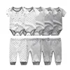9 Pcs/Lot Unisex Newborn Bodysuits+Pants Clothing Sets Cartoon Cotton Baby Boy Girl Clothes 6