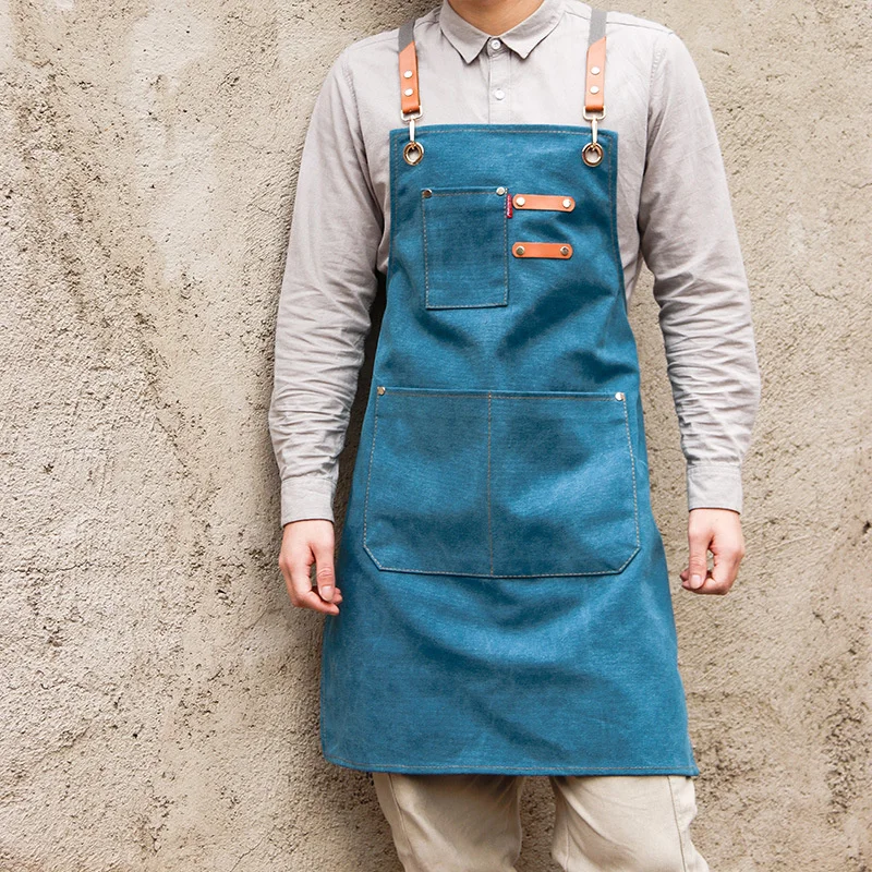 

Garden Cleaning Apron For Women Denim Canvas Apron For Men New Kitchen Restaurant Coffee Shop Baking Accessories Apron