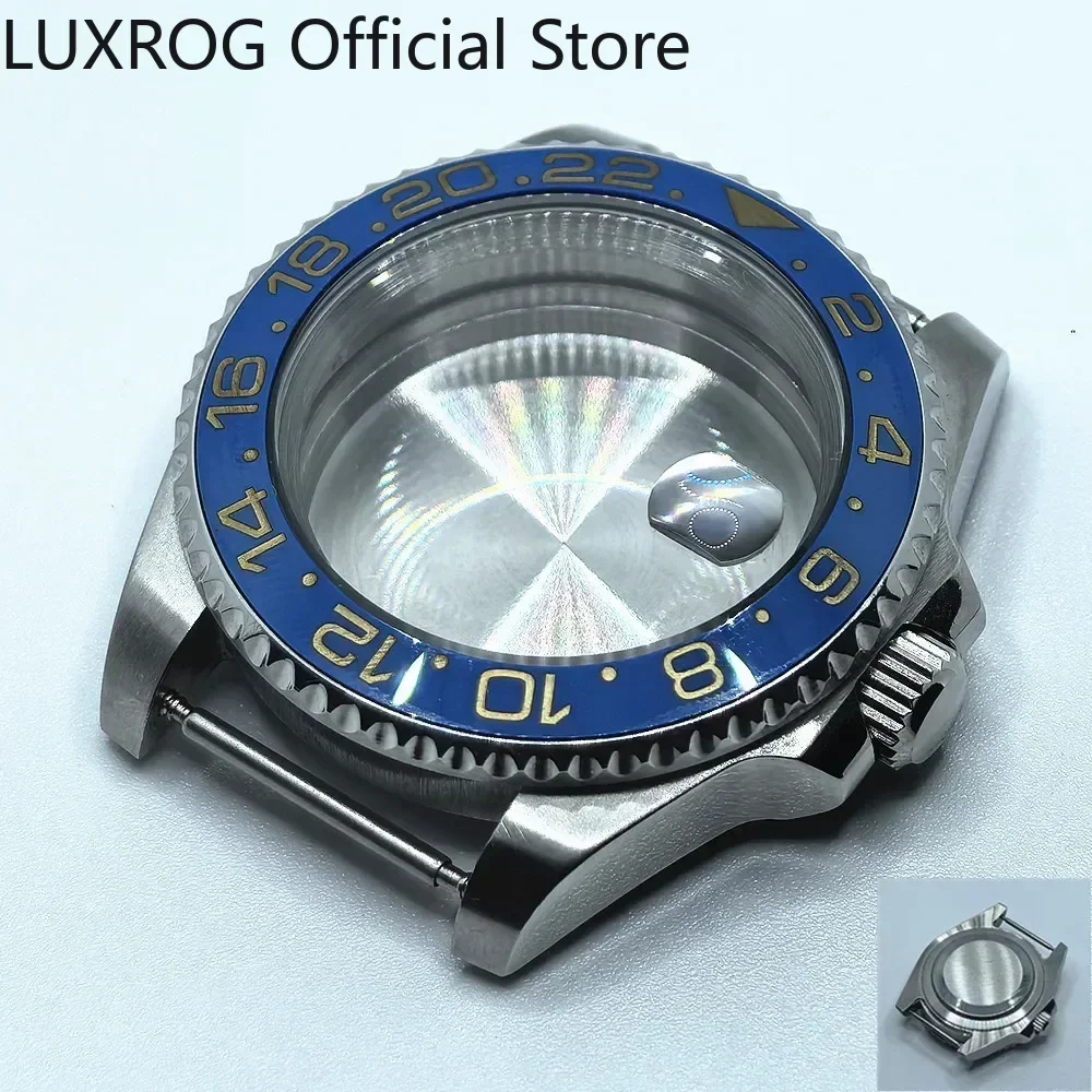 Stainless Steel 40MM Black Blue Ceramic Insert Watch Case