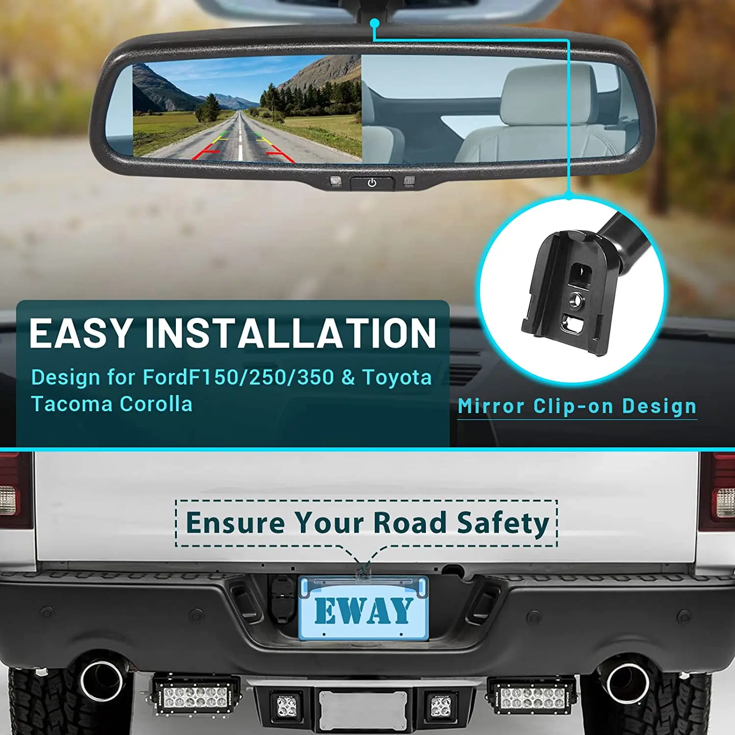 iPoster Parking Assistance HD 800*480 Car Monitor 4.3 TFT LCD Car Parking Rear View Rearview Mirror Monitor Video
