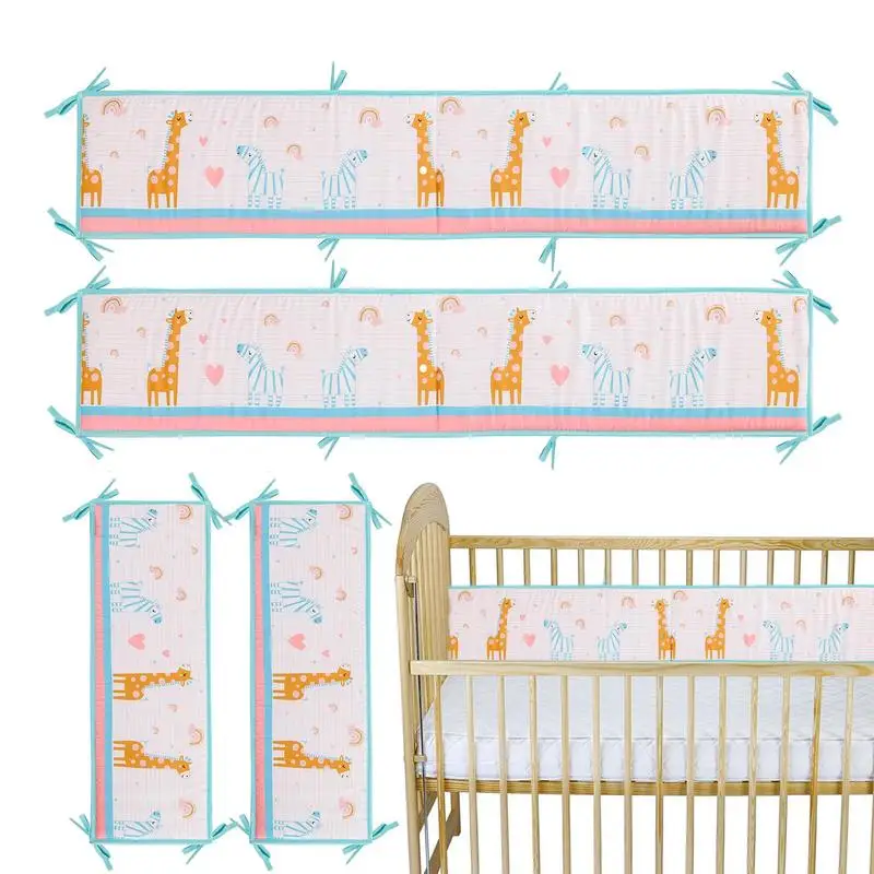 baby-crib-bumpers-4pcs-baby-bed-rail-heightened-anti-collision-guard-rail-toddlers-bed-side-soft-rail-bed