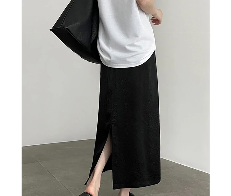 Spring Autumn Maternity Dobby Belly Skirts Back Split High Waist Pregnant Woman Belly Skirts Elegant Pregnancy Party Skirt 88cm