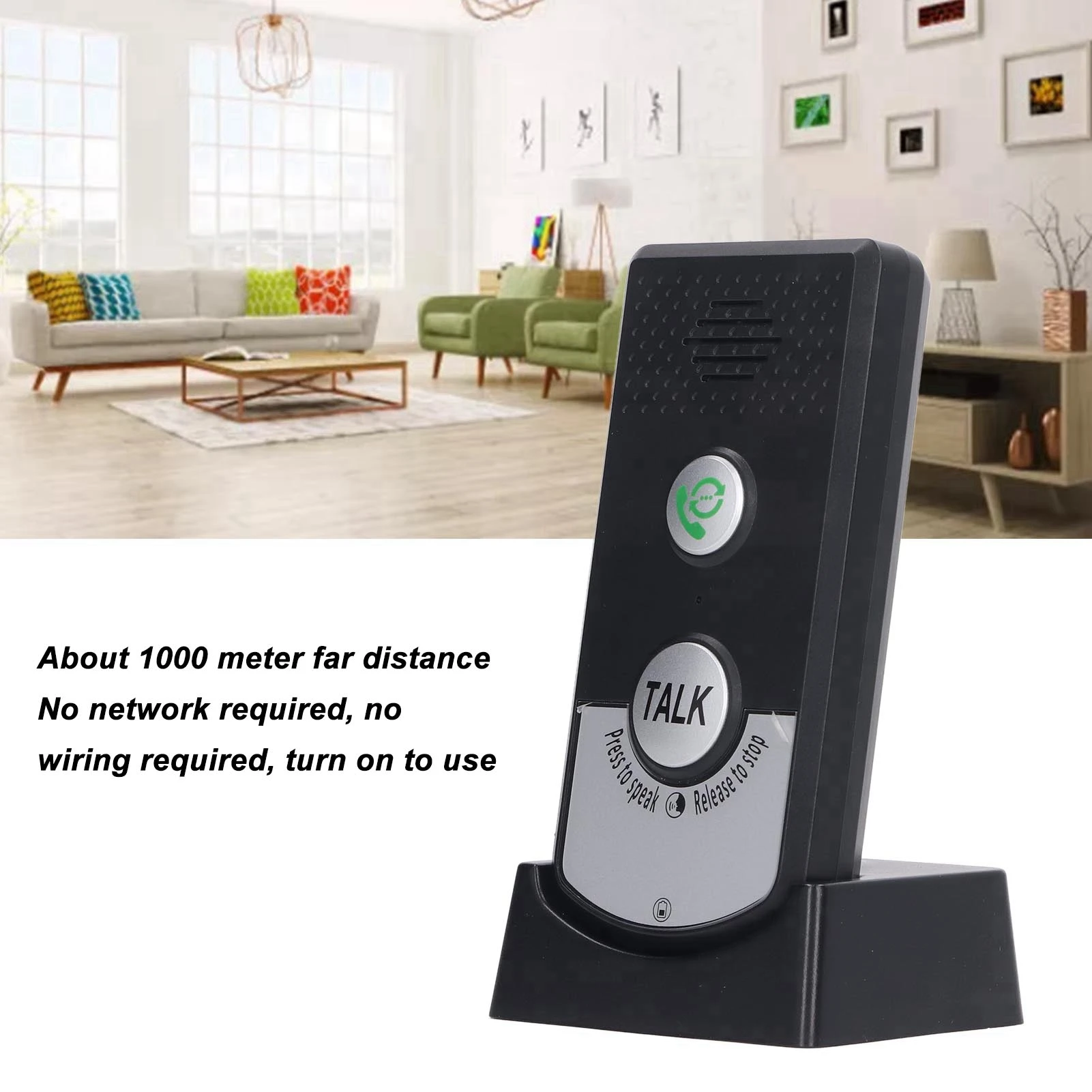 2 Way Wireless Voice Intercom Super Long Range H8 Doorbell System Unit Power Saving Voice Intercom Light Indication for Hospital